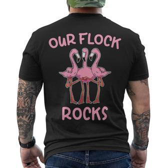 Our Flock Rocks Flamingo Matching Vacation Group Men's T-shirt Back Print - Thegiftio UK