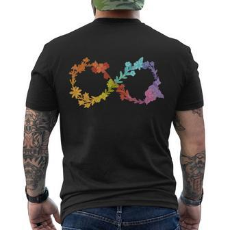 Floral Neurodiversity Infinity Symbol Autism Awareness Men's Crewneck Short Sleeve Back Print T-shirt - Monsterry AU