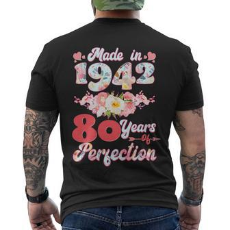 Flower Floral Made In 1942 80 Years Of Perfection 80Th Birthday Men's Crewneck Short Sleeve Back Print T-shirt - Monsterry UK