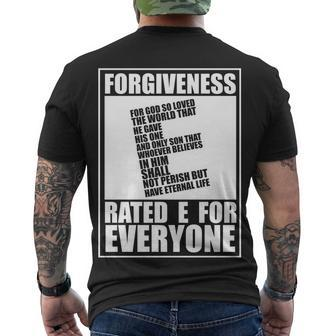 Forgiveness Rated E For Everyone Men's Crewneck Short Sleeve Back Print T-shirt - Monsterry AU