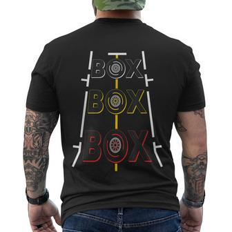Formula Racing Car Box Box Box Radio Call To Pit Box Lines Tshirt Men's Crewneck Short Sleeve Back Print T-shirt - Monsterry