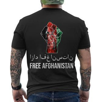 Free Afghanistan Fist Arabic Writing Tshirt Men's Crewneck Short Sleeve Back Print T-shirt - Monsterry DE