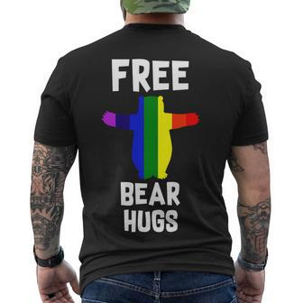 Free Bear Hugs Gay Pride Tshirt Men's Crewneck Short Sleeve Back Print T-shirt - Monsterry