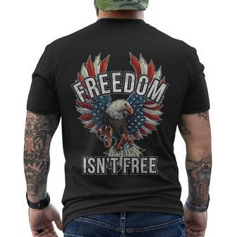 Freedom Isnt Free Shirt Screaming Red White & Blue Eagle Men's Crewneck Short Sleeve Back Print T-shirt - Monsterry AU