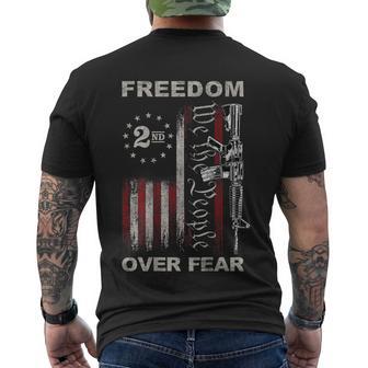 Freedom Over Fear 2Nd Amendment Patriotic Progun On Back Tshirt Men's Crewneck Short Sleeve Back Print T-shirt - Monsterry