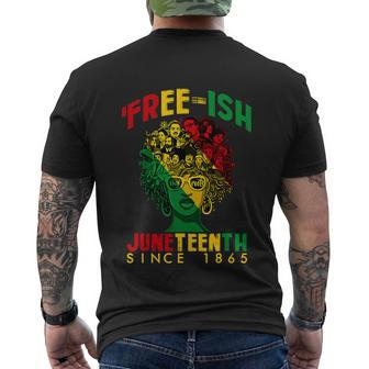 Freeish Since 1865 Juneteenth Black Black Queen Afro Men's T-shirt Back Print - Thegiftio UK