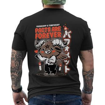 Friendship Is Temporary Pacts Are Forever Satan Goat Demon Men's Crewneck Short Sleeve Back Print T-shirt - Monsterry CA