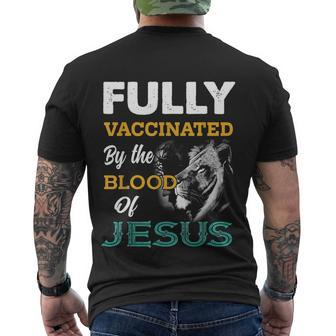 Fully Vaccinated By The Blood Of Jesus Lion God Christian Tshirt V2 Men's Crewneck Short Sleeve Back Print T-shirt - Monsterry