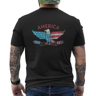 Funny 4Th Of July American Eagle Men's Crewneck Short Sleeve Back Print T-shirt - Monsterry