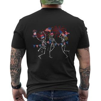 Funny 4Th Of July Dancing Skeleton Memorial Day Men's Crewneck Short Sleeve Back Print T-shirt - Monsterry AU