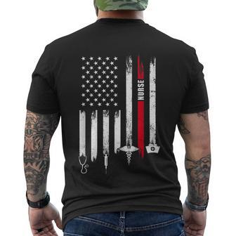 Funny American Flag Nurse Day Gift Idea Men's Crewneck Short Sleeve Back Print T-shirt - Monsterry