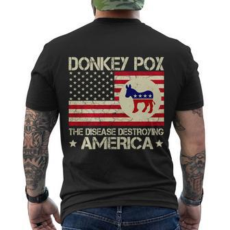 Funny Anti Biden Donkey Pox The Disease Destroying America Funny Anti Biden Men's Crewneck Short Sleeve Back Print T-shirt - Monsterry CA
