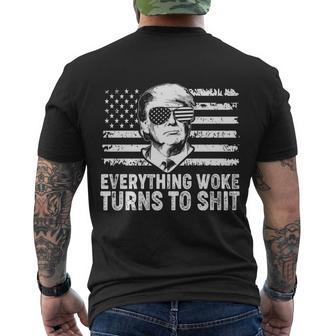 Funny Anti Biden Everything Woke Turns To Shit Funny Trump V2 Men's Crewneck Short Sleeve Back Print T-shirt - Monsterry CA