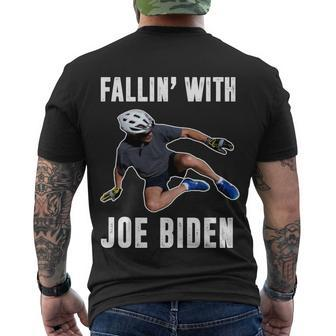 Funny Anti Biden Fallin With Joe Biden Funny Bicycle Men's Crewneck Short Sleeve Back Print T-shirt - Monsterry
