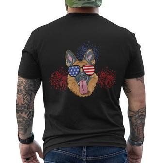 Funny Australian Cattle Dog Heeler American Flag Plus Size Shirt For Unisex Men's Crewneck Short Sleeve Back Print T-shirt - Monsterry