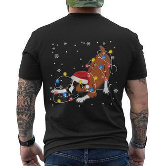 Funny Boxer Santa Hat Christmas Lights Xmas Dog Lover Owner Gift Men's Crewneck Short Sleeve Back Print T-shirt - Monsterry CA