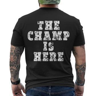 Funny Fantasy Football The Champ Is Here Tshirt Men's Crewneck Short Sleeve Back Print T-shirt - Monsterry CA