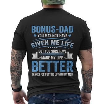 Funny Fathers Day Bonus Dad Gift From Daughter Son Wife Gift Men's Crewneck Short Sleeve Back Print T-shirt - Monsterry