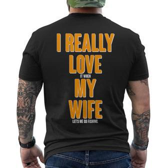 Funny Fishing I Really Love My Wife Tshirt Men's Crewneck Short Sleeve Back Print T-shirt - Monsterry DE