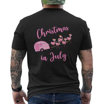 Funny Flamingo Pink Christmas In July Men's Crewneck Short Sleeve Back Print T-shirt - Monsterry