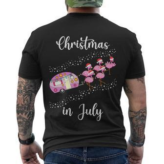 Funny Flamingo Pink Retro Camping Car Christmas In July Great Gift Men's Crewneck Short Sleeve Back Print T-shirt - Monsterry AU