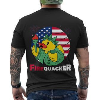 Funny Fourth Of July Usa Patriotic Firecracker Rubber Duck Funny Gift Men's Crewneck Short Sleeve Back Print T-shirt - Monsterry UK