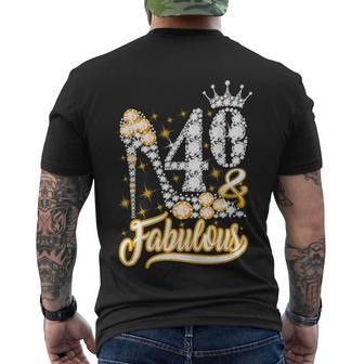 Funny Gift 40 Fabulous 40 Years Gift 40Th Birthday Diamond Crown Shoes Gift Men's Crewneck Short Sleeve Back Print T-shirt - Monsterry UK