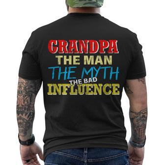 Funny Grandpa Man Myth The Bad Influence Tshirt Men's Crewneck Short Sleeve Back Print T-shirt - Monsterry DE