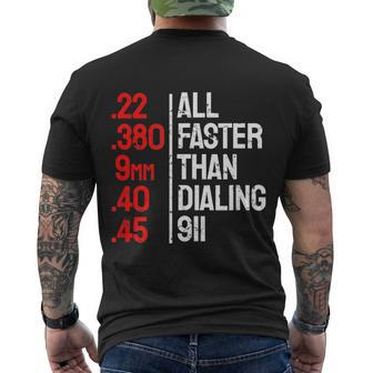 Funny Gun Caliber All Faster Than Dialing 911 Guns Tshirt Men's Crewneck Short Sleeve Back Print T-shirt - Monsterry DE
