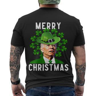Funny Joe Biden Merry Christmas Confused St Patricks Day Men's Crewneck Short Sleeve Back Print T-shirt - Monsterry