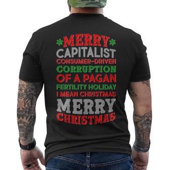 Funny Merry Capitalist Christmas Men's Crewneck Short Sleeve Back Print T-shirt - Monsterry AU