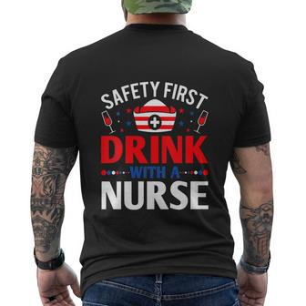 Funny Nurse Wine 4Th Of July Men's Crewneck Short Sleeve Back Print T-shirt - Monsterry