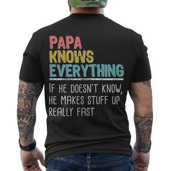 Funny Papa Knows Everything Men's Crewneck Short Sleeve Back Print T-shirt - Monsterry CA