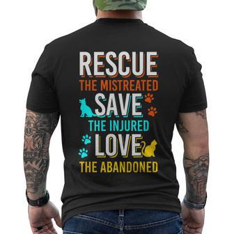 Funny Rescue Save Love Animals Adopt Gift Men's Crewneck Short Sleeve Back Print T-shirt - Monsterry