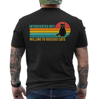 Funny Retro Cat Introverted But Willing To Discuss Cats Tshirt Men's Crewneck Short Sleeve Back Print T-shirt - Monsterry UK