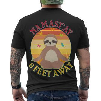 Funny Sloth Namastay 6 Feet Away Men's Crewneck Short Sleeve Back Print T-shirt - Monsterry UK