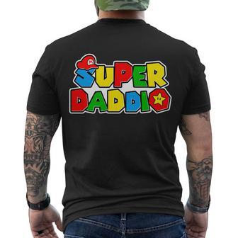 Funny Super Daddio Fathers Day Gamer Tshirt Men's Crewneck Short Sleeve Back Print T-shirt - Monsterry