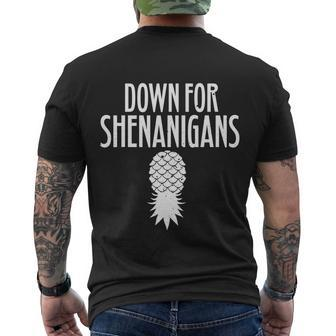 Funny Swingers Gift Down For Shenanigans Pineapple Swinger Party Gift Tshirt Men's Crewneck Short Sleeve Back Print T-shirt - Monsterry