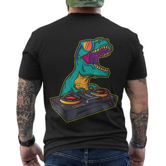 Funny T Rex Dj Party Club Disk Jockey Gift Edm Dance Club Gift Men's Crewneck Short Sleeve Back Print T-shirt - Monsterry UK