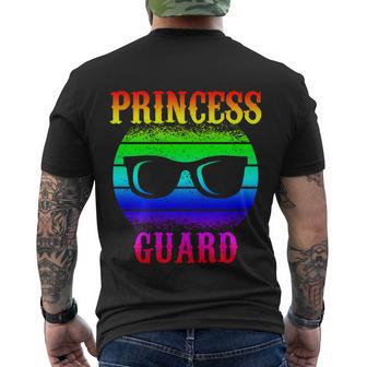 Funny Tee For Fathers Day Princess Guard Of Daughters Gift Men's Crewneck Short Sleeve Back Print T-shirt - Monsterry