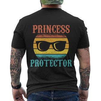 Funny Tee For Fathers Day Princess Protector Of Daughters Gift Men's Crewneck Short Sleeve Back Print T-shirt - Monsterry