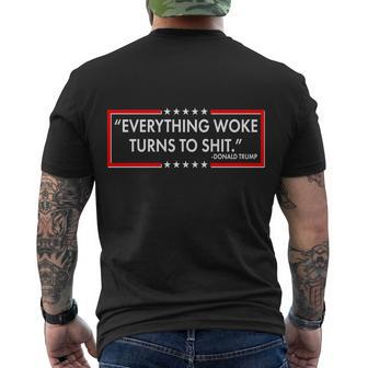 Funny Trump Everything Woke Turns To Shit Men's Crewneck Short Sleeve Back Print T-shirt - Monsterry CA
