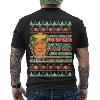 Funny Trump Ugly Christmas Sweater Men's Crewneck Short Sleeve Back Print T-shirt - Monsterry AU