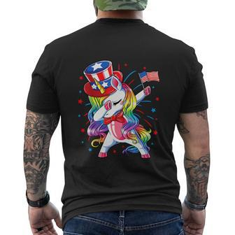 Funny Unicorn 4Th Of July American Men's Crewneck Short Sleeve Back Print T-shirt - Monsterry