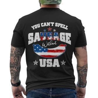 Funny You Cant Spell Sausage Without Usa Tshirt Men's Crewneck Short Sleeve Back Print T-shirt - Monsterry DE