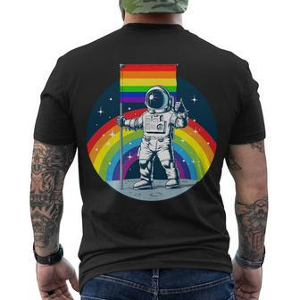Gay Pride Astronaut Lgbt Moon Landing Men's Crewneck Short Sleeve Back Print T-shirt - Monsterry DE