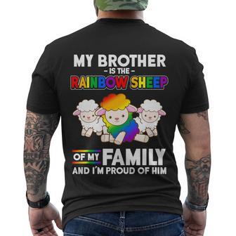 Gay Pride Brother Rainbow Sheep Of Family Proud Coming Out Cool Gift Men's Crewneck Short Sleeve Back Print T-shirt - Monsterry DE