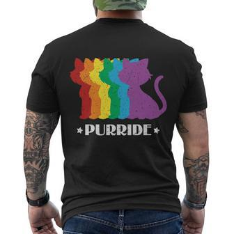 Gay Pride Cat Purride Lgbt Pride Month Men's Crewneck Short Sleeve Back Print T-shirt - Monsterry UK
