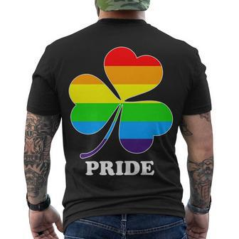 Gay Pride Cloverleaf Rainbow Tshirt Men's Crewneck Short Sleeve Back Print T-shirt - Monsterry