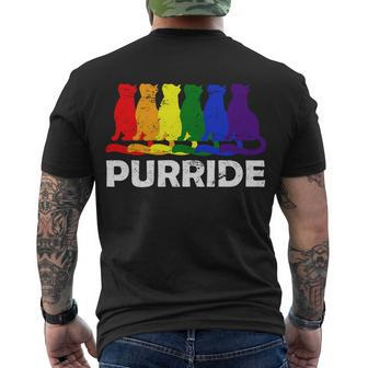 Gay Pride Purride Rainbow Cat Men's Crewneck Short Sleeve Back Print T-shirt - Monsterry UK